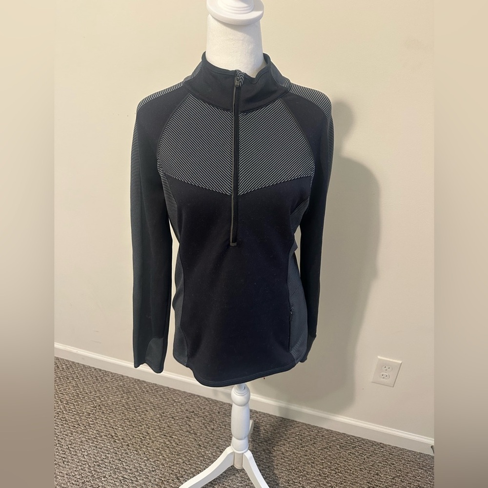 Athleta Black and Gray Quarter Zip Up Jacket Size Medium